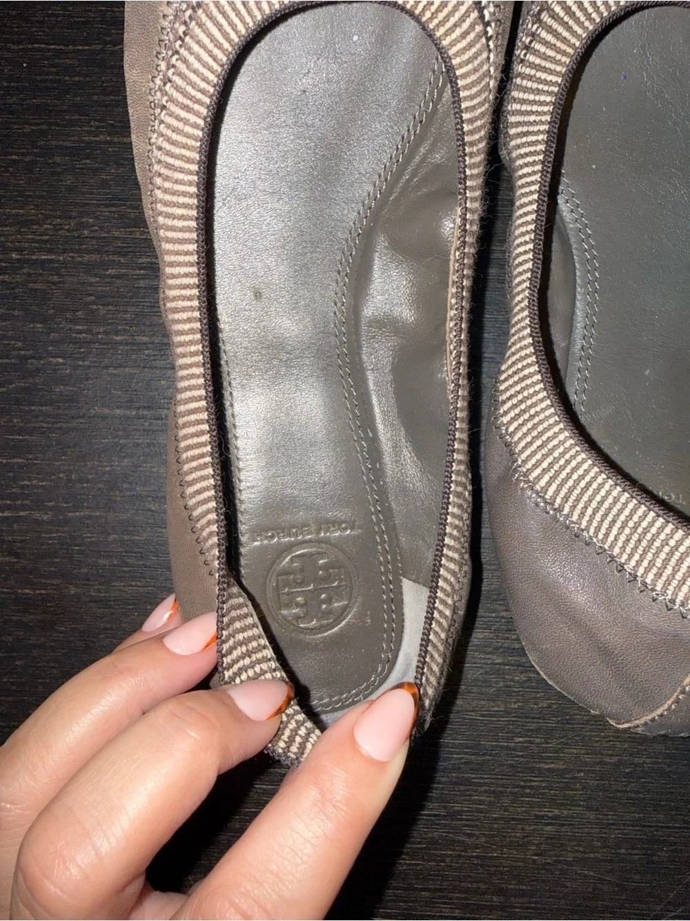Tory Burch Bronze Metallic Cap-Toe Brown Ballet Flats